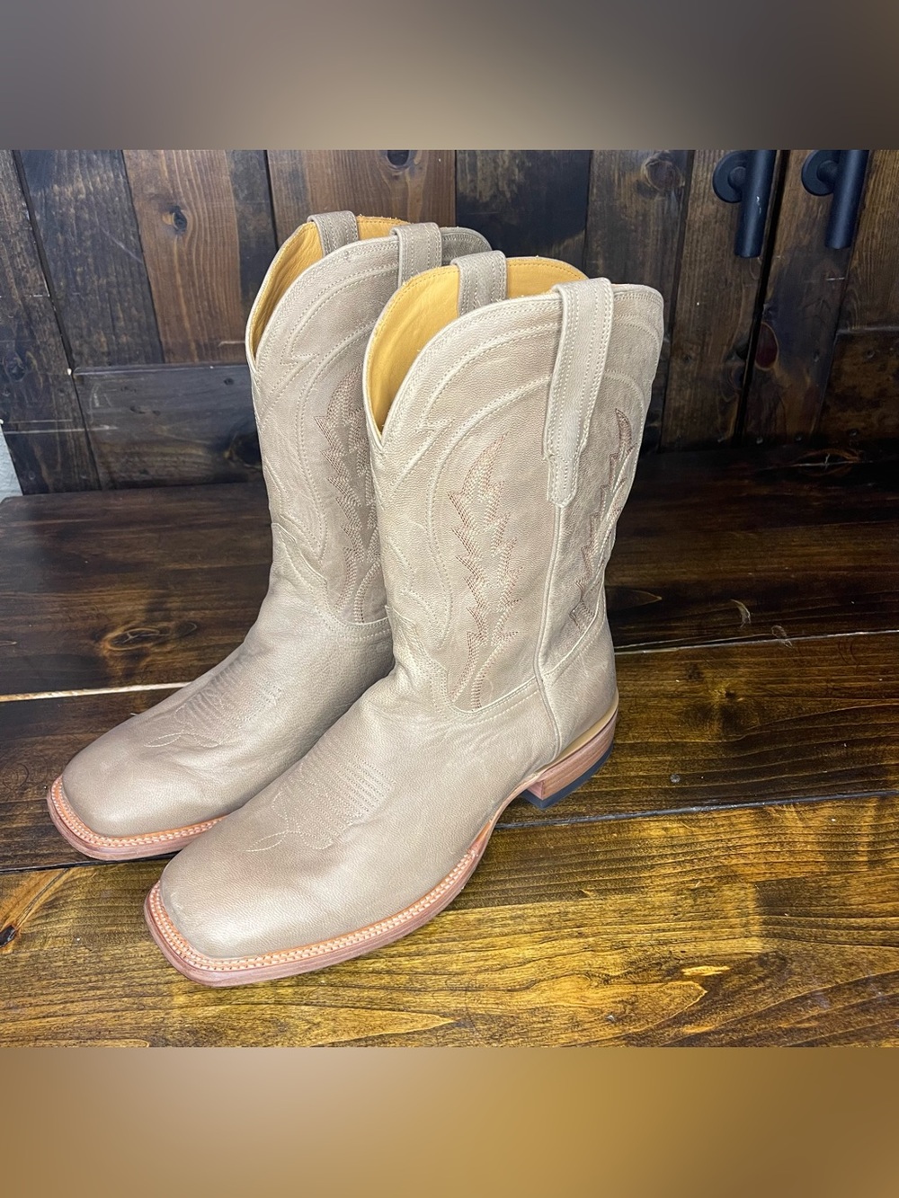 Tecovas The Doc Sand Goat Leather Mens 12EE Wide Square Toe Cowboy Western Boots